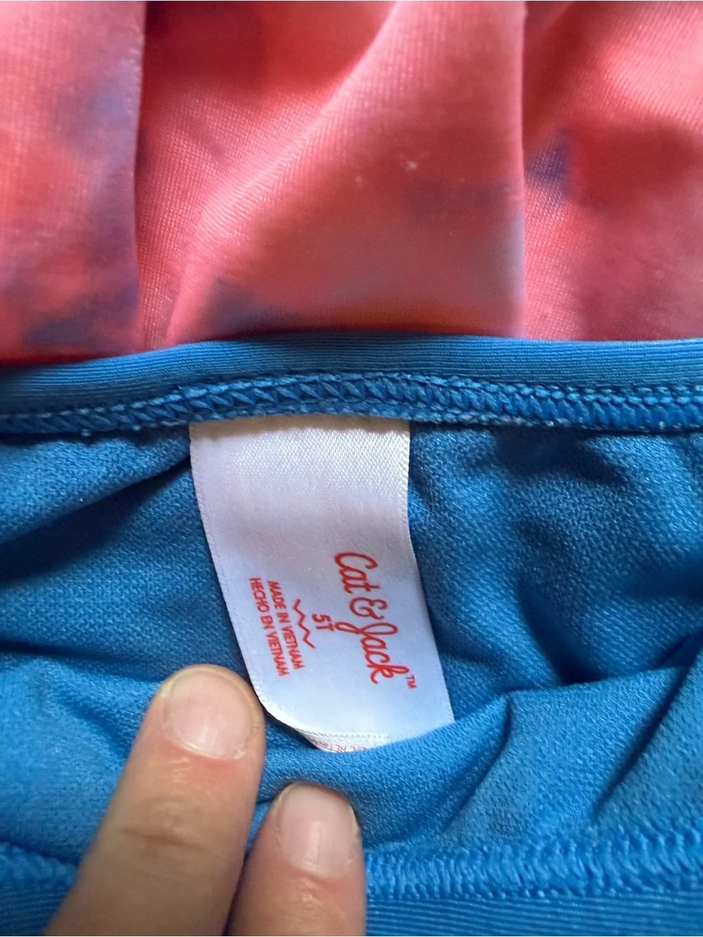 Cat&Jack girls Pink & Blue Tie-Dye Rash Guard Set - Swim Top & Bottom 5T